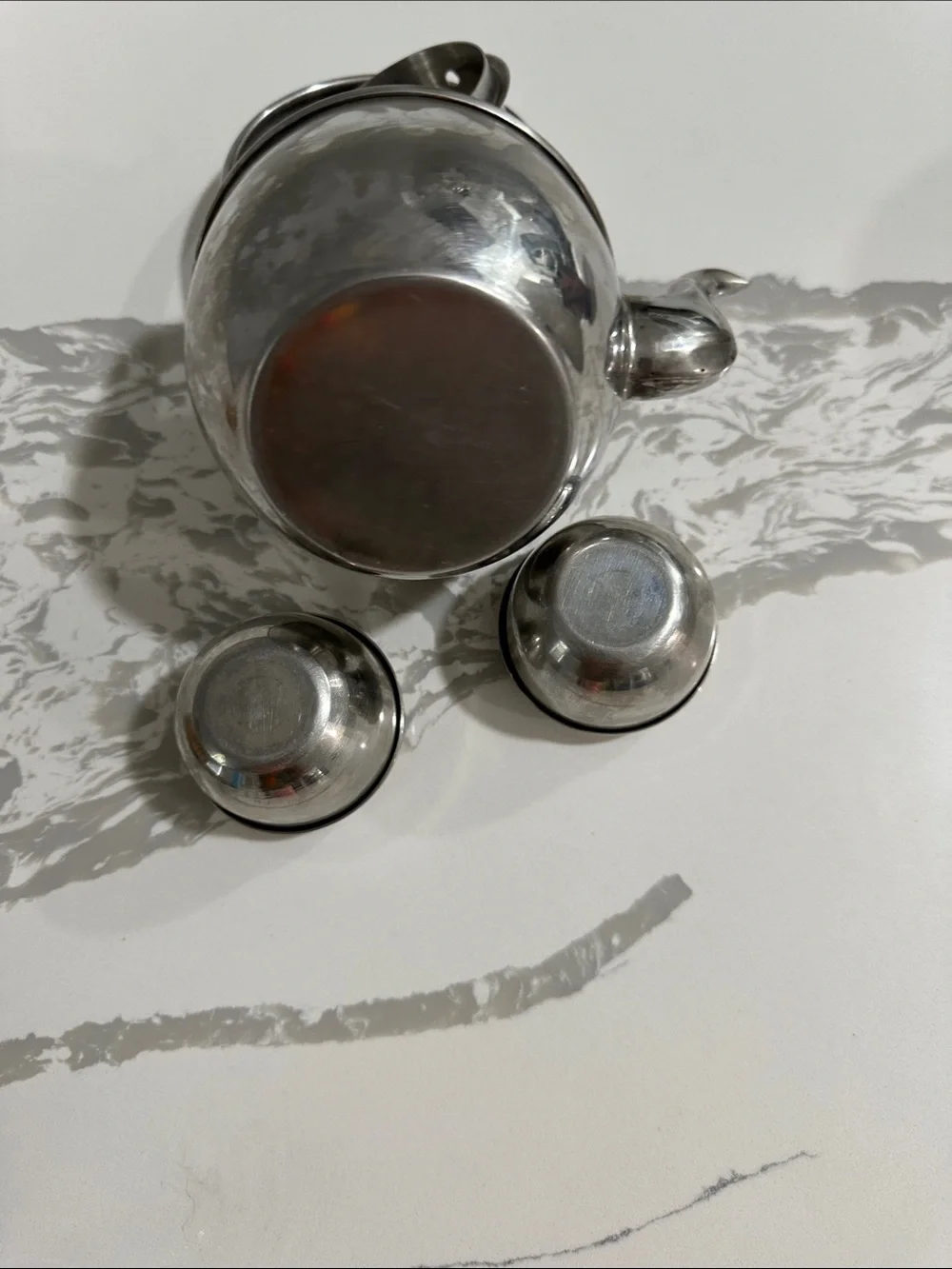 Stainless Steel Teapot with Two Matching Cups - Silver